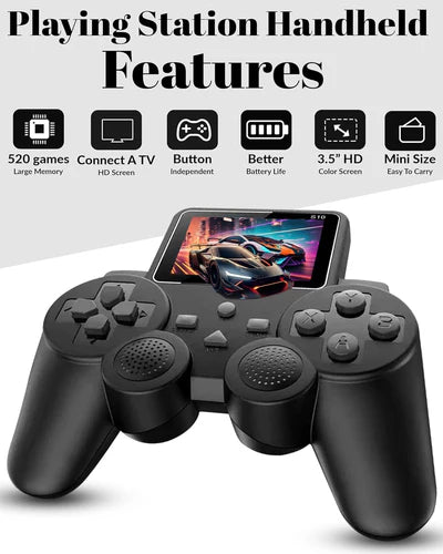 PlayingStation 520-in-1 Retro Games Handheld - Controller Console with Loads of Classic Arcade Games - Gamepad Console with AV TV Out